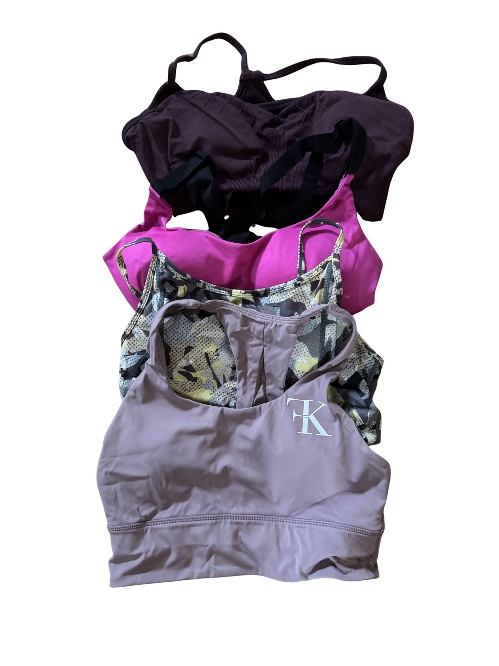 4 for 11!? Cute Plum, Reebok Hot Pink & Patterned Sports Bra Trio